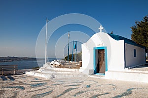 Little chapel on the hill. Small church in Faliraki.