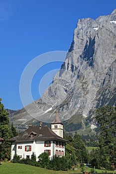 Little chapel of Wetterhorn mountain, Switzerland