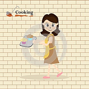 Little chef cooking at kitchen