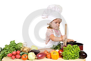 Little chef prepating healthy meal