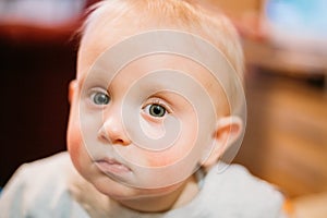 Little child baby boy Close up portrait