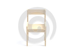 Little child wooden high chair on a white background. Isolate. Render 3d model.