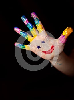 Little Children Hands doing Fingerpainting