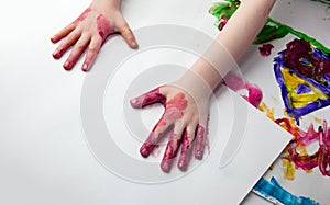 Little Children Hands doing Fingerpainting