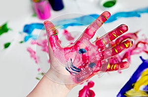 Little Children Hands doing Fingerpainting photo