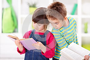 Little children reading books