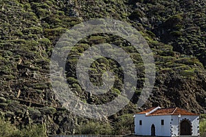 Little church in the mountains of the area around Vallehermoso on La Gomera, Spain photo