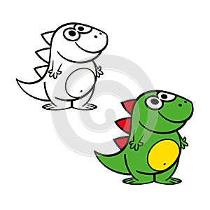 Little colored toy dragon. Cheerful and funny, image for a childrens book or cartoon.