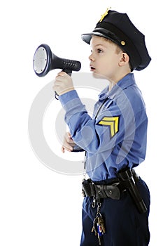 Little Cop Using Megaphone