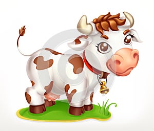 Little Cow, funny character. 3d vector icon