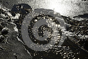 Little creek in wiinter with ice