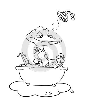 Little crocodile swims bathroom coloring pages