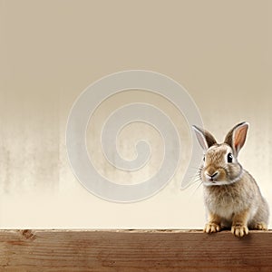 A little cute and adorable small rabbit, baby bunny photo, family pet, neutral background