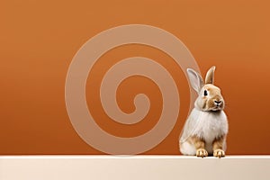 A little cute and adorable small rabbit, baby bunny photo, family pet, neutral background