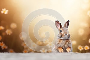 A little cute and adorable small rabbit, baby bunny photo, family pet, neutral background