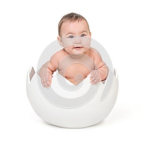 Little cute baby in eggshell