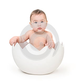 Little cute baby in eggshell