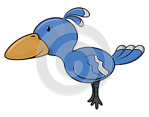 Little Cute Blue Bird Baby Color Illustration