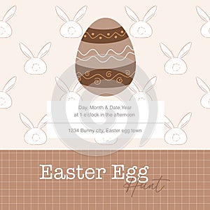 Little cute bunny Easter Egg Hunt invitation card