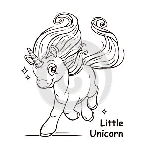 Little cute cartoon fantasy unicorn