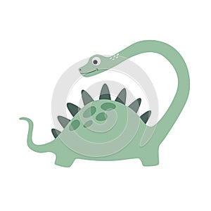 Little cute cartoon green dinosaur