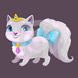 Little cute cartoon kitty princess.