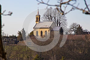 Little cute church up the hill. Bohemia. Hictoric place.