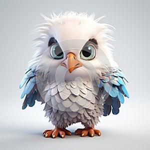 Little Cute Eagle: High-quality 3d Cartoon Owl With Inventive Character Designs
