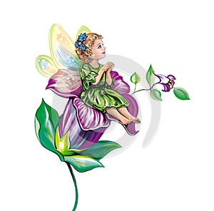 little cute fairy on a flower