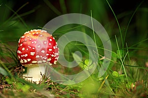 Little cute flyagaric in the forest