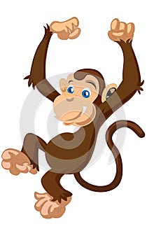 Little cute funny cartoon brown monkey vector photo