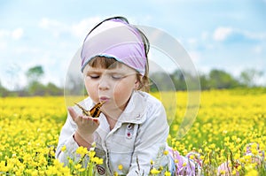 Little cute girl with a butterfly.