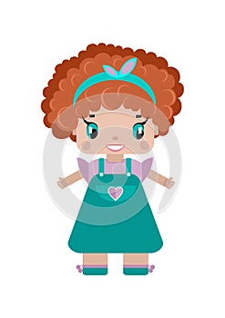 a little cute girl with red curly hair