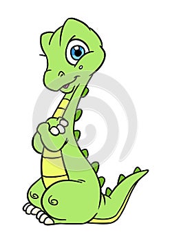 Little cute green dinosaur character illustration cartoon