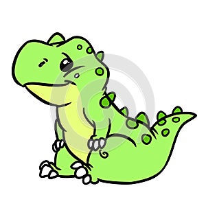 Little cute green dinosaur minimalism character illustration cartoon