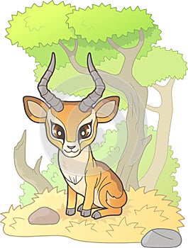 Little cute impala antelope, funny illustration