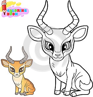 Little cute impala antelope, funny illustration