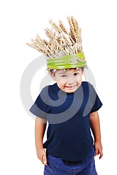 A little cute kid with wheat hat