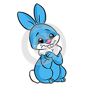 Little cute rabbit looks joy cartoon illustration
