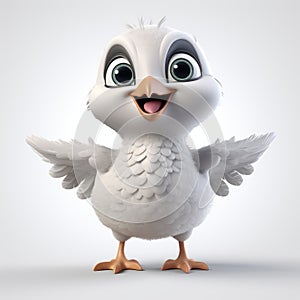 Little Cute Seagull - High-quality 3d Cartoon Bird In Octane Render Style