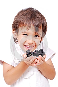 Little cute white kid with blackberry