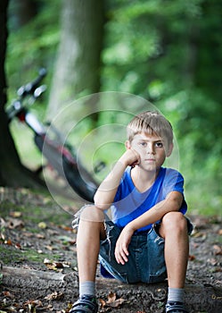 Little cyclist resting