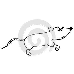 Little dead mouse. isolated outline  illustration