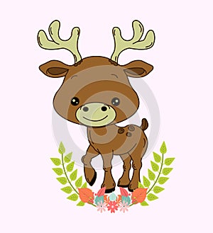 Little deer cute vector illustration