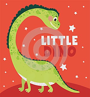 little dino lettering and one kids illustration of a green dinosaur