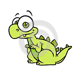 Little dinosaur herbivore character illustration cartoon photo