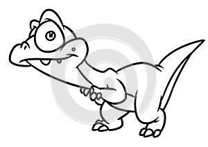 Little dinosaur raptor big eyes animal character cartoon coloring page