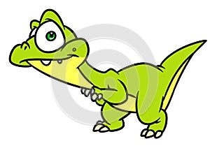 Little dinosaur raptor big eyes animal character cartoon illustration