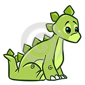 Little dinosaur sitting herbivore cartoon illustration