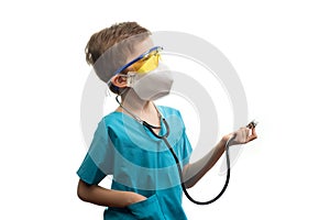 Little doctor kid boy child, medic